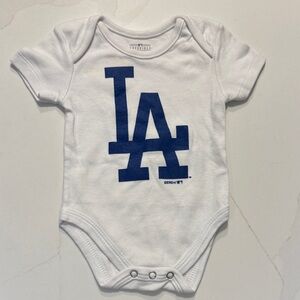 Los Angeles Dodgers Baby Onesie - White with Blue LA Logo